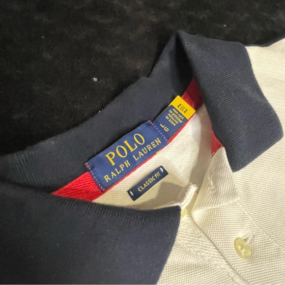 Polo Ralph Lauren Mens Size Large Mesh Polo Shirt US Flag Big Pony Logo Gray - Picture 9 of 9